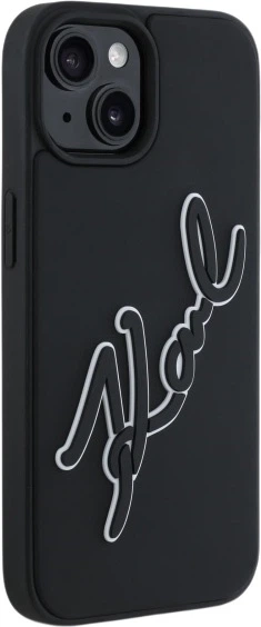 Etui plecki Karl Lagerfeld 3D Rubber Signature do Apple iPhone 15 Black (3666339257545) - obraz 4