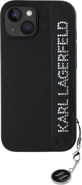 Etui plecki Karl Lagerfeld Saffiano Rhinestones & Charm do Apple iPhone 15 / 14 / 13 Black (3666339257965) - obraz 2