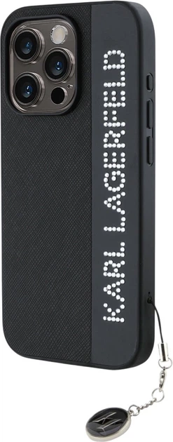 Панель Karl Lagerfeld Saffiano Rhinestones & Charm для Apple iPhone 15 Pro Max Black (3666339257996) - зображення 2