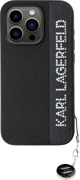 Панель Karl Lagerfeld Saffiano Rhinestones & Charm для Apple iPhone 15 Pro Max Black (3666339257996) - зображення 3
