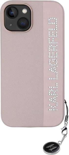 Etui plecki Karl Lagerfeld Saffiano Rhinestones & Charm do Apple iPhone 15 / 14 / 13 Pink (3666339258108) - obraz 3
