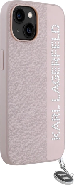 Etui plecki Karl Lagerfeld Saffiano Rhinestones & Charm do Apple iPhone 15 / 14 / 13 Pink (3666339258108) - obraz 4