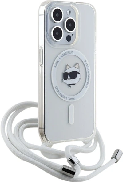 Etui Plecki Karl Lagerfeld IML Choupette Head & Cord Magsafe do Apple iPhone 15 Pro Transparent (KLHMP15LHCCHNT) - obraz 3