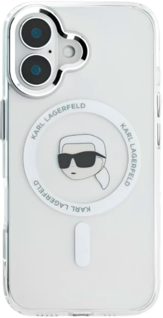 Панель Karl Lagerfeld IML Metal Karl Head MagSafe для Apple iPhone 16 Plus White (KLHMP16MHLSKIH) - зображення 3