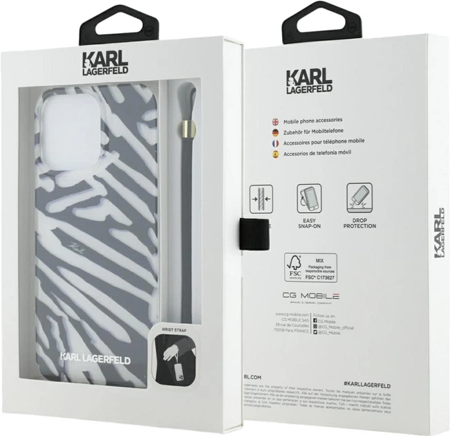 Etui Plecki Karl Lagerfeld IML Zebra Pattern & Cord do Apple iPhone 15 Pro Black (KLHCP15LHZBPKCCK) - obraz 7