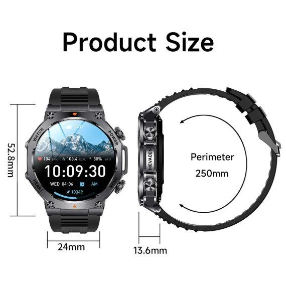 Годинник розумний наручний UWatch Smart Mevaden Ultra Rubber 2 ремінець Чорний (2710059533) - зображення 3