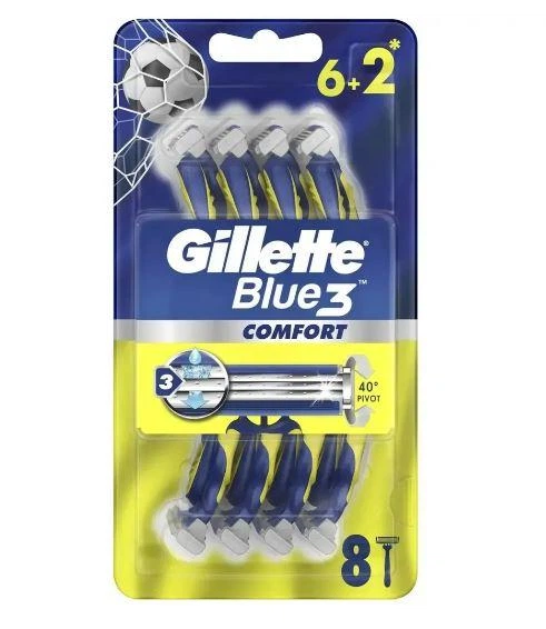 Одноразовые станки для бритья мужские Gillette Blue 3 Comfort, 8 шт - Фото 1 Одноразовые станки для бритья мужские Gillette Blue 3 Comfort, 8 шт - изображение 1