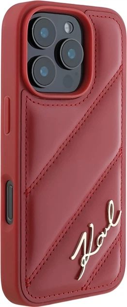 Etui Plecki Karl Lagerfeld Quilted Signature do Apple iPhone 16 Pro Red (KLHCP16LPQDSMGR) - obraz 3