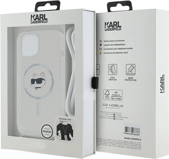 Etui Plecki Karl Lagerfeld IML Choupette Head & Cord Magsafe do Apple iPhone 14/13/15 Transparent (KLHMP14SHCCHNT) - obraz 7
