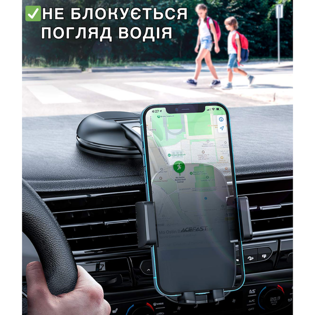 Держатель в машину для телефона зажимной с двумя креплениями на панель в решетку универсальный от 4,7 до 7 дюймов Acefast - изображение 13