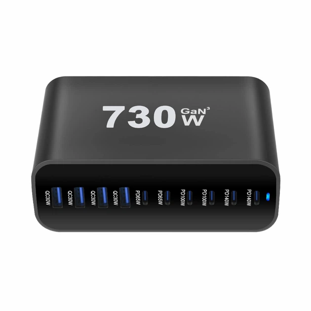 Сетевое зарядное устройство Gan 3 YMS-730W на 10 портов Черный - изображение 3