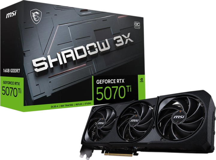 Відеокарта GeForce RTX 5070 Ti 16GB MSI Shadow 3X OC (RTX 5070 Ti 16G SHADOW 3X OC) - изображение 3