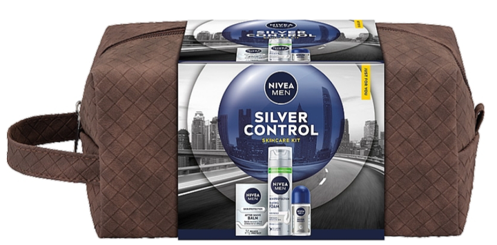 Набір для догляду за тілом Nivea Men Silver Control Пінка для гоління 200 мл + Бальзам після гоління 100 мл + Антиперспірант кульковий 50 мл (9005800395203) - зображення 1
