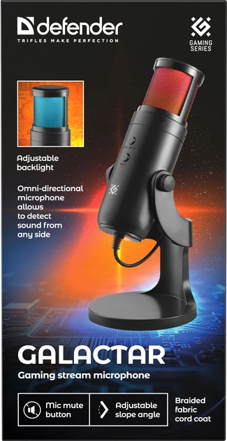 Ігровий стрим-мікрофон Defender Galactar GMC 250 USB LED Black (4745090829136) - зображення 10