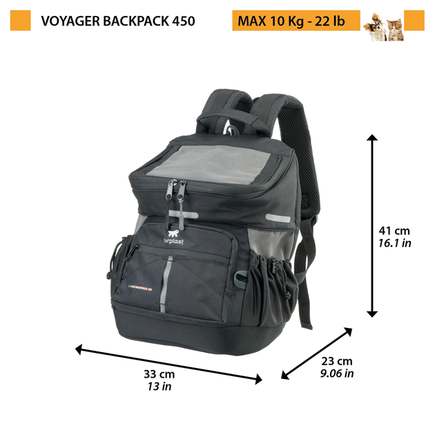 Рюкзак для маленьких собак та котів Ferplast Voyager Backpack 400 33х23х41 см Чорний (85736417) - зображення 2
