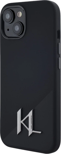 Etui plecki Karl Lagerfeld Silicone Shadow Metal Initial MagSafe do Apple iPhone 15 Black (3666339252922) - obraz 2