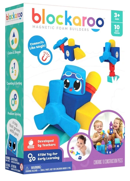 Klocki magnetyczno-piankowe Blockaroo Samolot 10 elementów 301002 (5425002309022) - obraz 1
