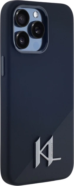 Панель Karl Lagerfeld Silicone Shadow Metal Initial MagSafe для Apple iPhone 15 Pro Black (3666339252946) - зображення 4