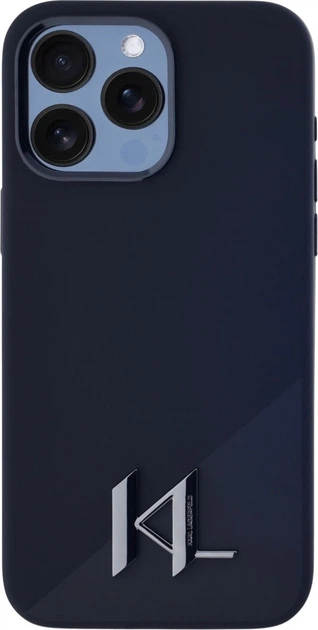 Панель Karl Lagerfeld Silicone Shadow Metal Initial MagSafe для Apple iPhone 15 Pro Max Black (3666339252953) - зображення 3