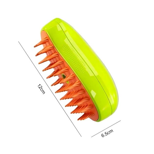 Щітка для котів та собак Cat Steam Brush 3 в 1 12х6.5 см Салатовий/Помаранчевий парова - зображення 3