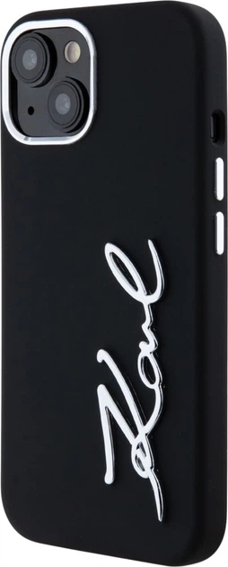 Панель Karl Lagerfeld Silicone Metal Script Logo для Apple iPhone 15 Black (3666339253349) - зображення 2