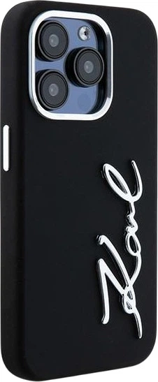 Панель Karl Lagerfeld Silicone Metal Script Logo для Apple iPhone 15 Pro Max Black (3666339253370) - зображення 4