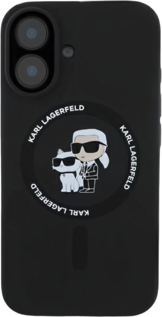 Панель Karl Lagerfeld Silicone Karl&Choupette Ring MagSafe для Apple iPhone 16 Plus Black (KLHMP16MSCMKCRHK) - зображення 2