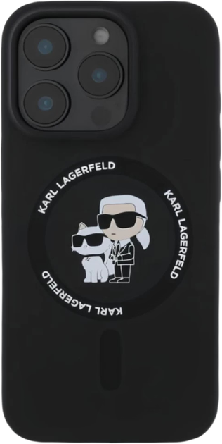 Панель Karl Lagerfeld Silicone Karl&Choupette Ring MagSafe для Apple iPhone 16 Pro Max Black (KLHMP16XSCMKCRHK) - зображення 3
