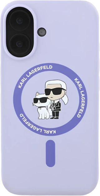 Etui Karl Lagerfeld Silicone Karl&Choupette Ring MagSafe do Apple iPhone 16 Purple (KLHMP16SSCMKCRHU) - obraz 3