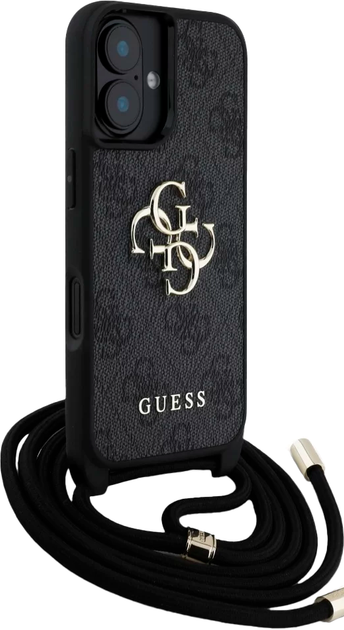 Панель Guess 4G Big Logo Cord Stap Crossbody для Apple iPhone 16 Black (3666339434267) - зображення 3