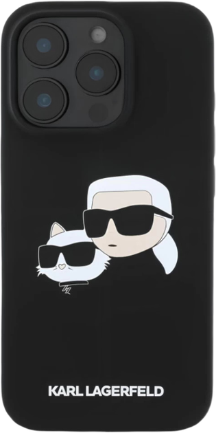 Etui Karl Lagerfeld Silicone Double Heads Print MagSafe do Apple iPhone 16 Pro Max Black (KLHMP16XSKCHPPLK) - obraz 2