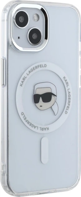 Etui plecki Karl Lagerfeld IML Metal Karl Head MagSafe do Apple iPhone 15 Plus White (3666339284053) - obraz 4