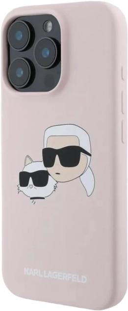 Etui Karl Lagerfeld Silicone Double Heads Print MagSafe do Apple iPhone 16 Pro Pink (KLHMP16LSKCHPPLP) - obraz 3
