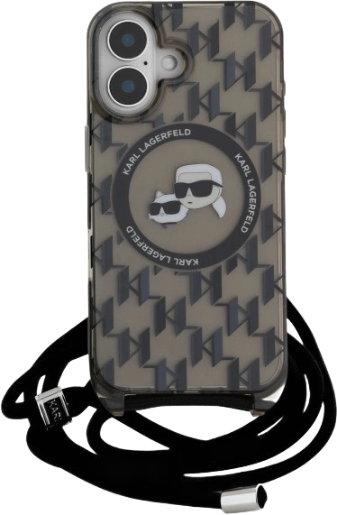 Etui Karl Lagerfeld IML Crossbody Monogram Karl & Choupette Head MagSafe do Apple iPhone 16 Black (KLHMP16SHCKCKLCK) - obraz 2