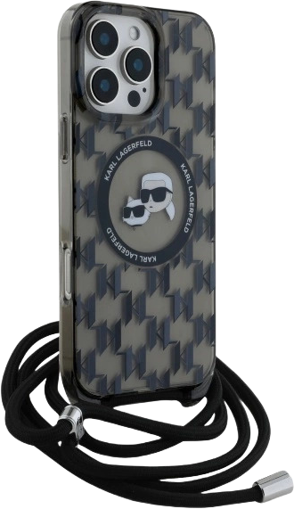 Панель Karl Lagerfeld IML Crossbody Monogram Karl & Choupette Head MagSafe для Apple iPhone 16 Pro Max Black (KLHMP16XHCKCKLCK) - зображення 3