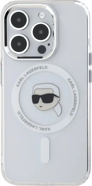 Etui plecki Karl Lagerfeld IML Metal Karl Head MagSafe do Apple iPhone 15 Pro Max White (3666339284077) - obraz 3