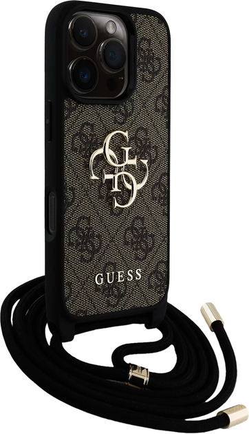Etui plecki Guess 4G Big Logo Cord Stap Crossbody do Apple iPhone 16 Pro Brown (3666339434434) - obraz 3