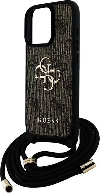 Панель Guess 4G Big Logo Cord Stap Crossbody для Apple iPhone 16 Pro Max Brown (3666339434441) - зображення 4