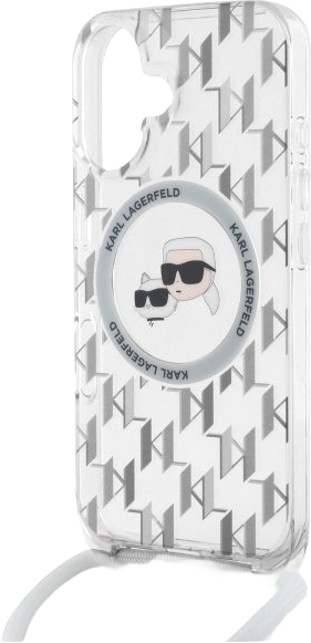 Etui Karl Lagerfeld IML Crossbody Monogram Karl & Choupette Head MagSafe do Apple iPhone 16 Transparent (KLHMP16SHCKCKLCT) - obraz 2