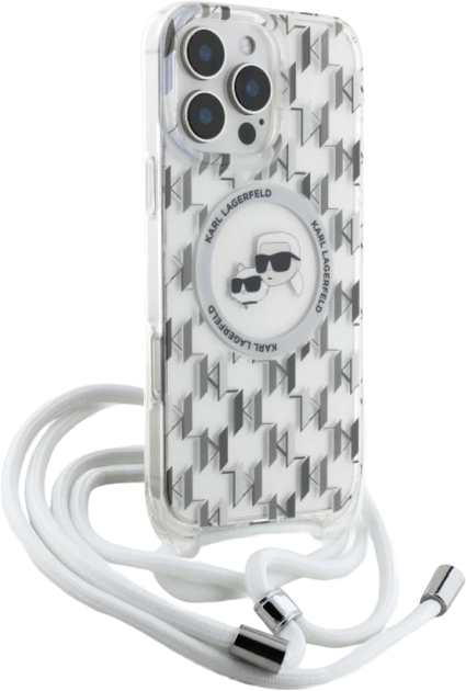 Etui Karl Lagerfeld IML Crossbody Monogram Karl & Choupette Head MagSafe do Apple iPhone 16 Pro Transparent (KLHMP16LHCKCKLCT) - obraz 1
