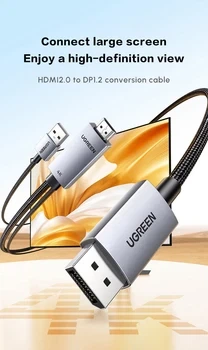 Кабель видео Ugreen Displayport to HDMI 4K 60Hz / 1080P 240Hz однонаправленный 1.5 м Grey (HD169) - изображение 2