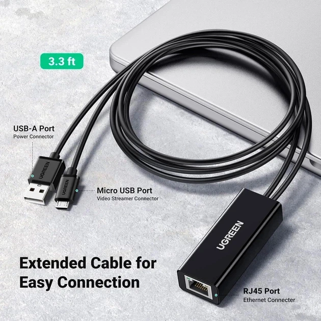 Проводной сетевой адаптер UGREEN Ethernet Adapter для TV Stick Black (CR110) - изображение 2