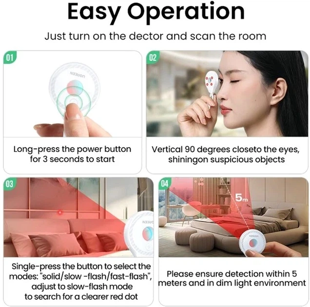Детектор скрытых камер UGREEN Camera Lens Detector Portable Anti-Peeping Protection (LP793) - изображение 7