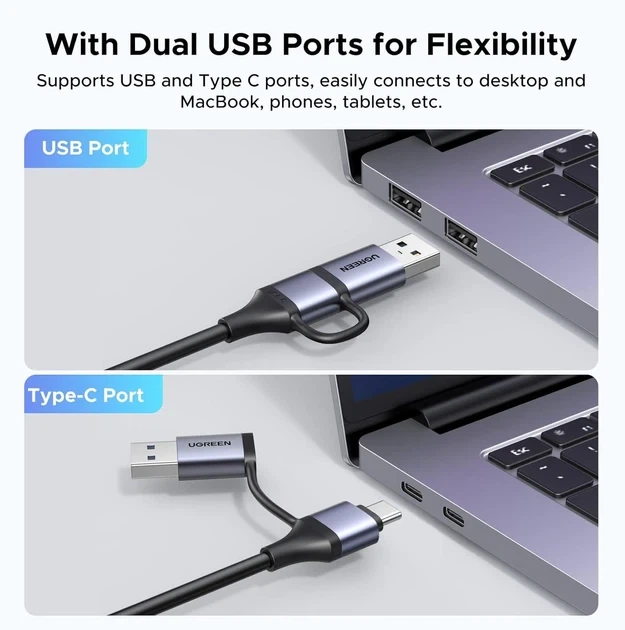 Карта видеозахвата Ugreen HDMI 4K 60Hz USB Type-C 2K 30Hz Gray (CM629) - изображение 4
