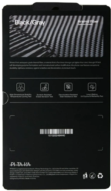 Etui plecki Pitaka Ultra-Slim MagSafe do Samsung Galaxy Fold 7 Black/Grey (FBFold7) - obraz 5