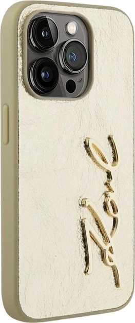 Etui plecki Karl Lagerfeld Wrinkled Metal Signature do Apple iPhone 15 Pro Golden (3666339255466) - obraz 4