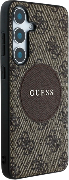 Etui Guess 4G Round Patch Classic Logo MagSafe do Samsung Galaxy S25 Plus Brown (3666339448967) - obraz 4