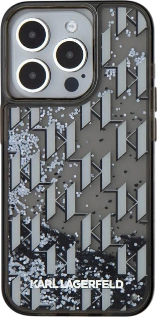 Etui plecki Karl Lagerfeld Liquide Glitter Monogram Gradient do Apple iPhone 15 Pro Black (3666339256166) - obraz 3