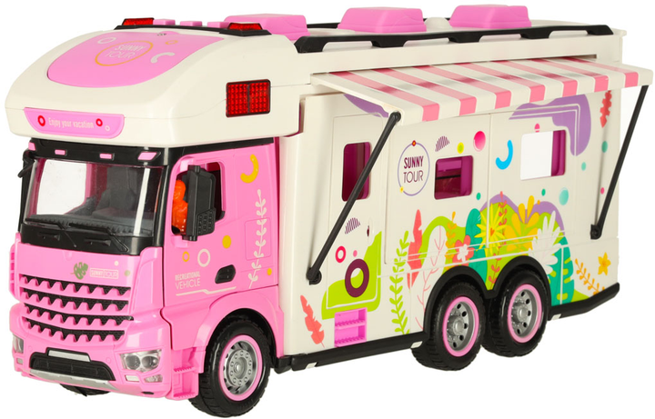 Zdalnie sterowany kamper KIK z dźwiękiem, światłem i akcesoriami Różowy (5903039767584) - obraz 7