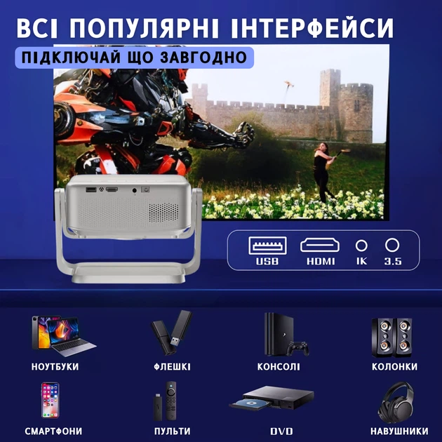 Портативный WIFI Мини LED Проектор 2800 Lumen с Bluetooth для домашнего кинотеатра беспроводной проектор (578324) - изображение 7